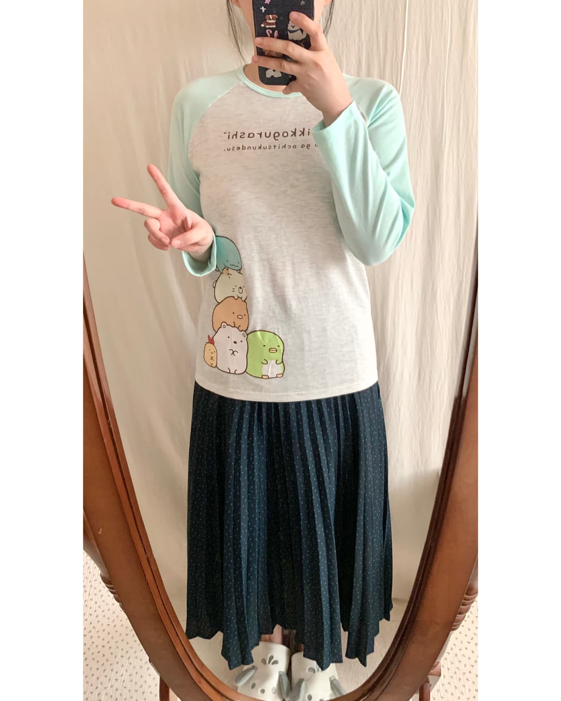 스밋코구라시 민트 배색 긴팔티(택o) 상품이미지1