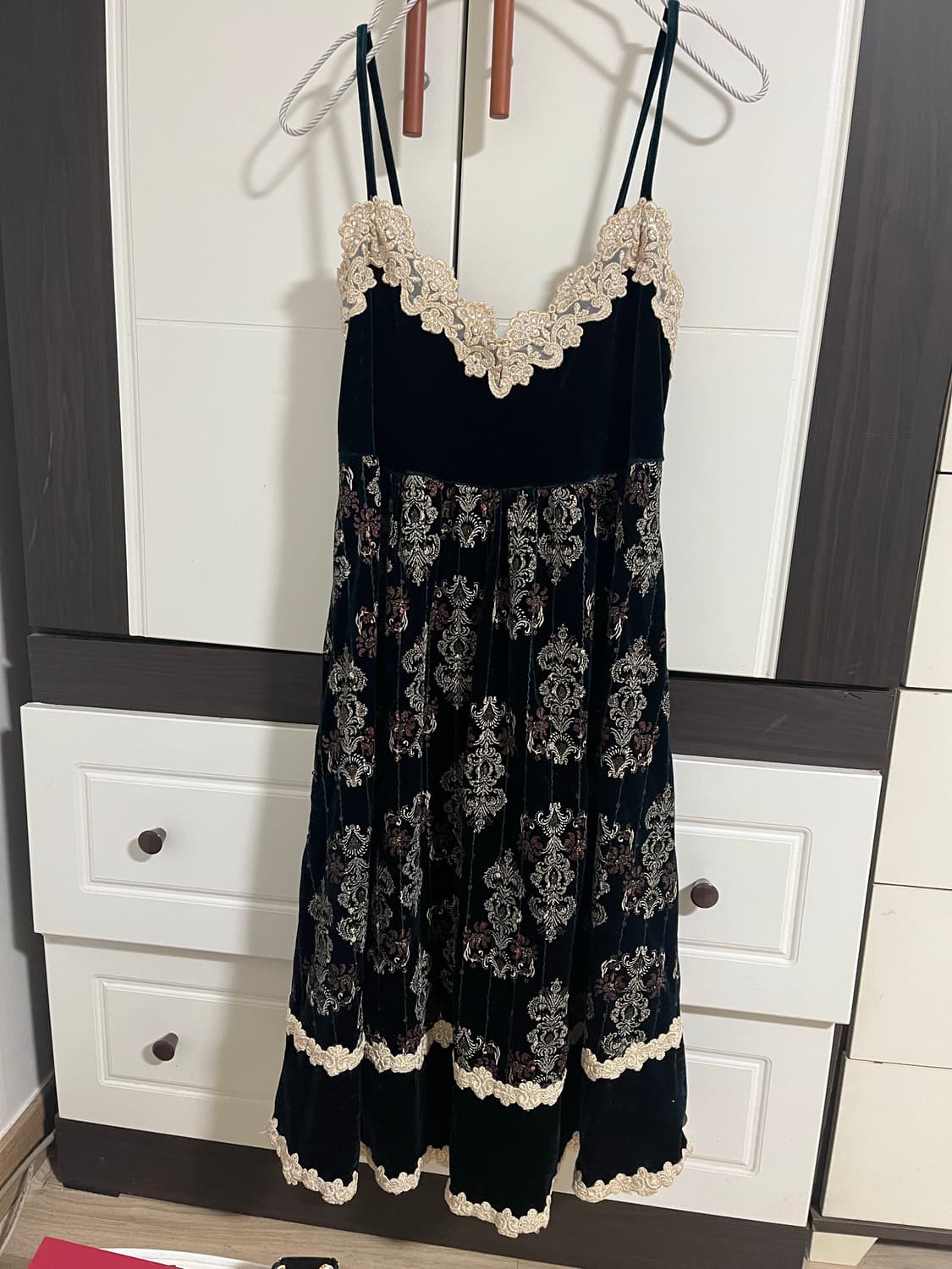 고딕 레이스 벨벳 원피스 드레스 공겜여주 상품이미지1