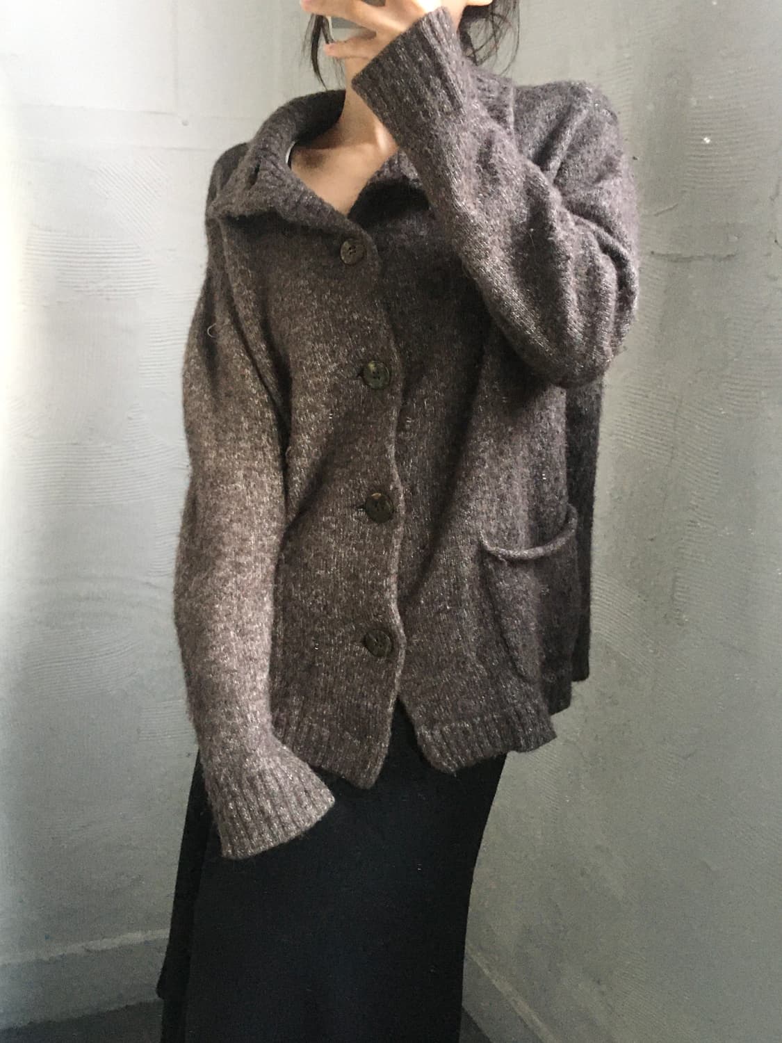 Plantation 플렌테이션 브라운 카라 버튼 가디건 상품이미지2