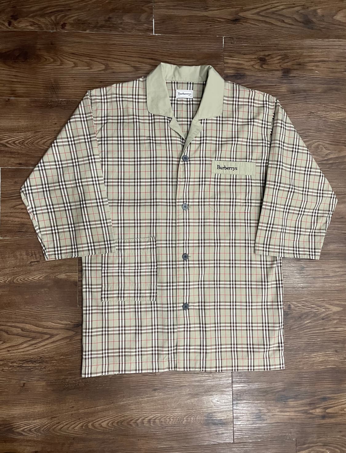 버버리 일본판 노바체크 파자마 셔츠 연카키 상품이미지2