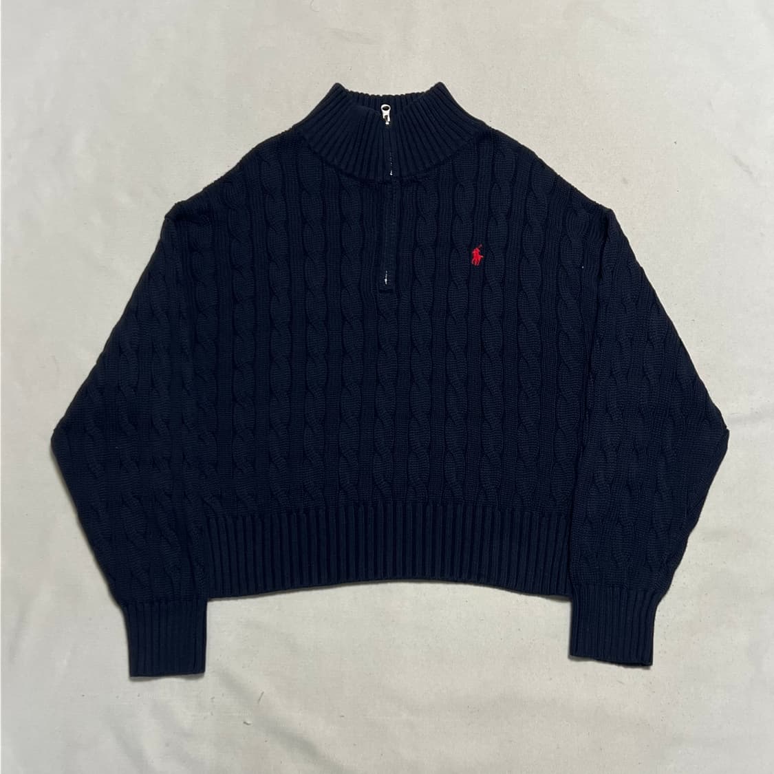 M 폴로랄프로렌 코튼 케이블 크롭 반집업 니트 상품이미지2
