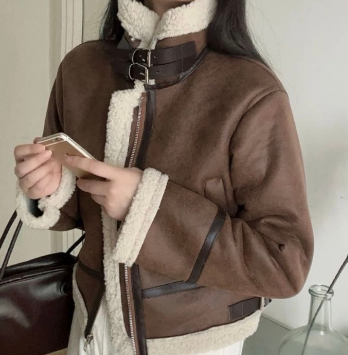 [새상품] 무스탕 자켓 브라운 상품이미지1