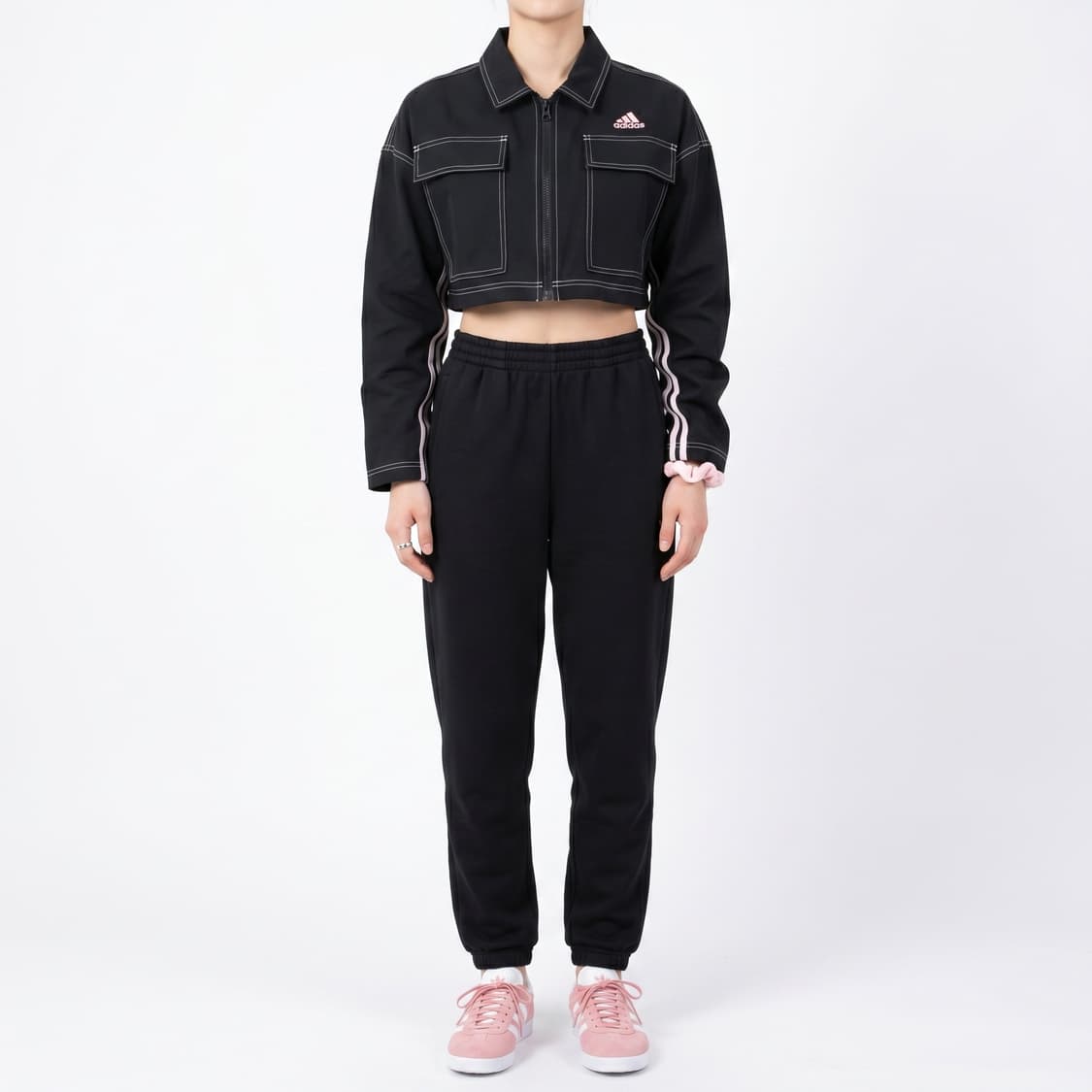 아디다스 W 댄스 3스트라이프 크롭 자켓 (블랙/S) 상품이미지1