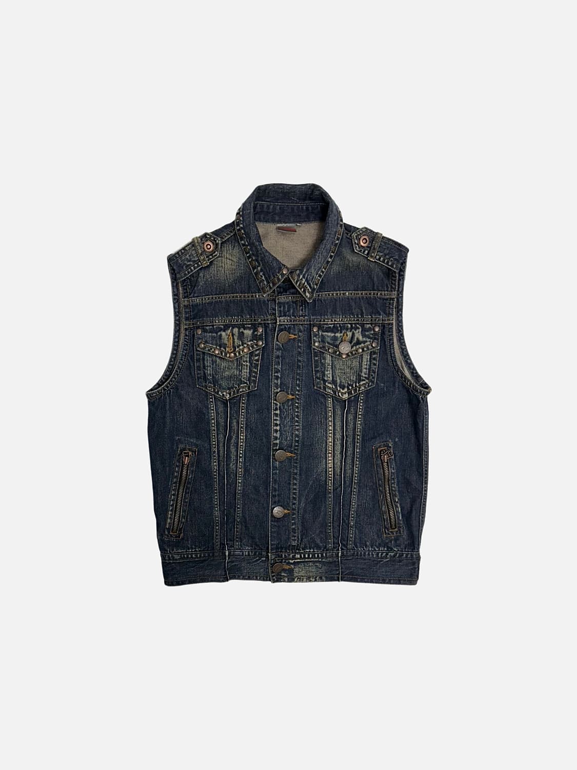 DOHC 워싱 데님 베스트 y2k 그런지 청조끼 상품이미지1