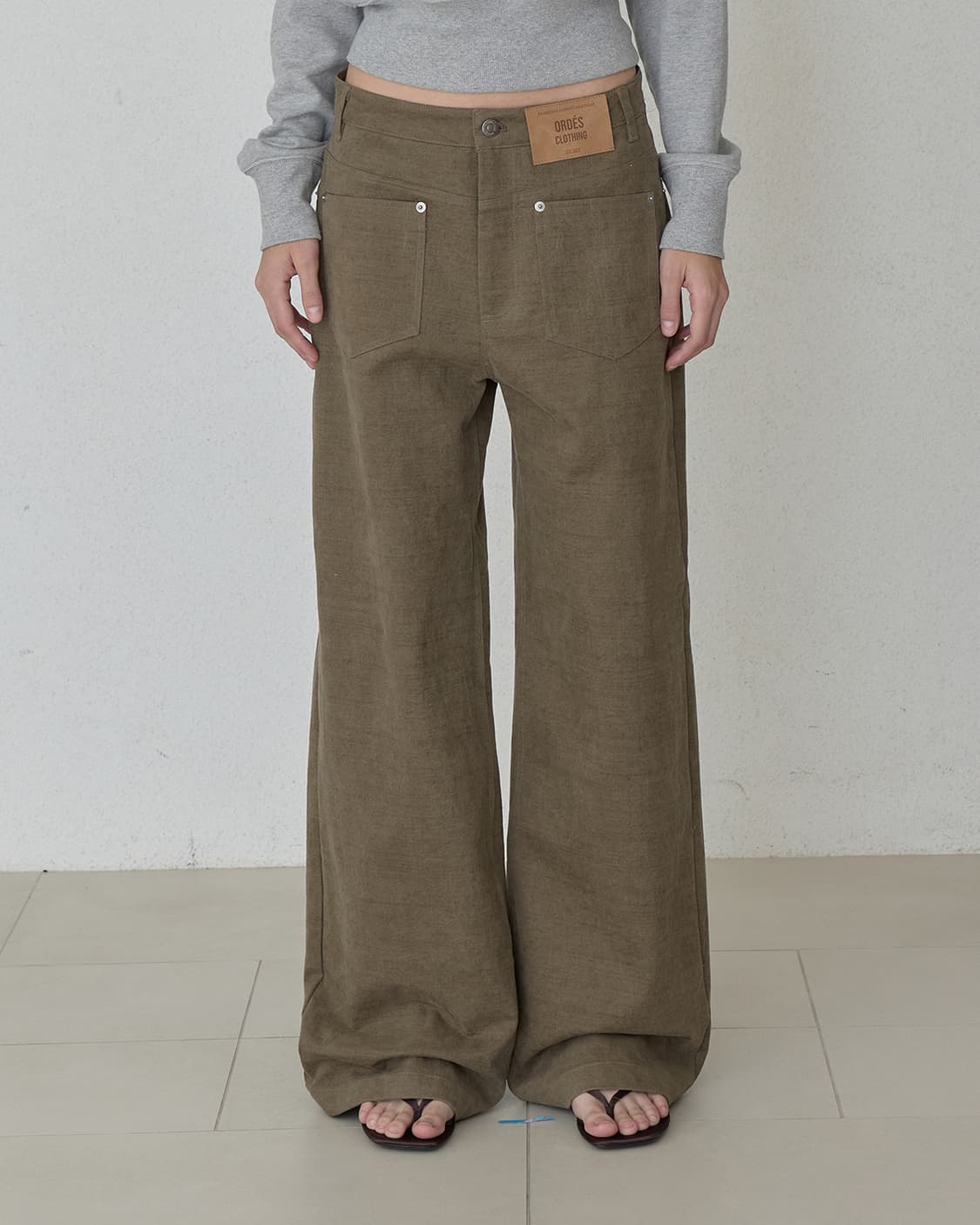  REVERSE PATCHED COTTON PANTS - BROWN 상품이미지1