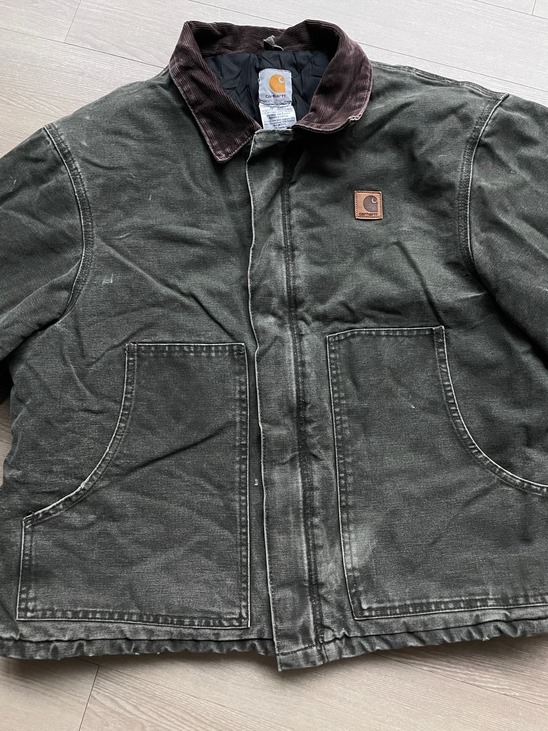 칼하트 J22 mos 모스 그린 디트로이트 아크틱 자켓 빈티지 상품이미지7