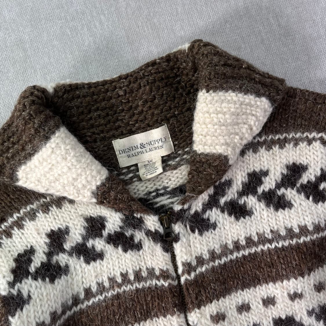 W 95 폴로 랄프로렌 데님엔서플라이 숄카라 코위찬 니트 집업 상품이미지2