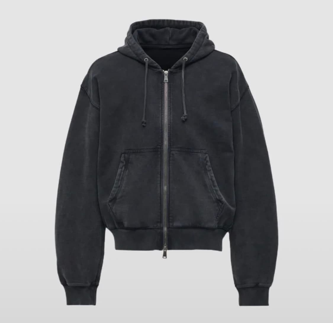 쿠어 가먼트 다잉 에센셜 후드집업 (워시드차콜) 상품이미지1