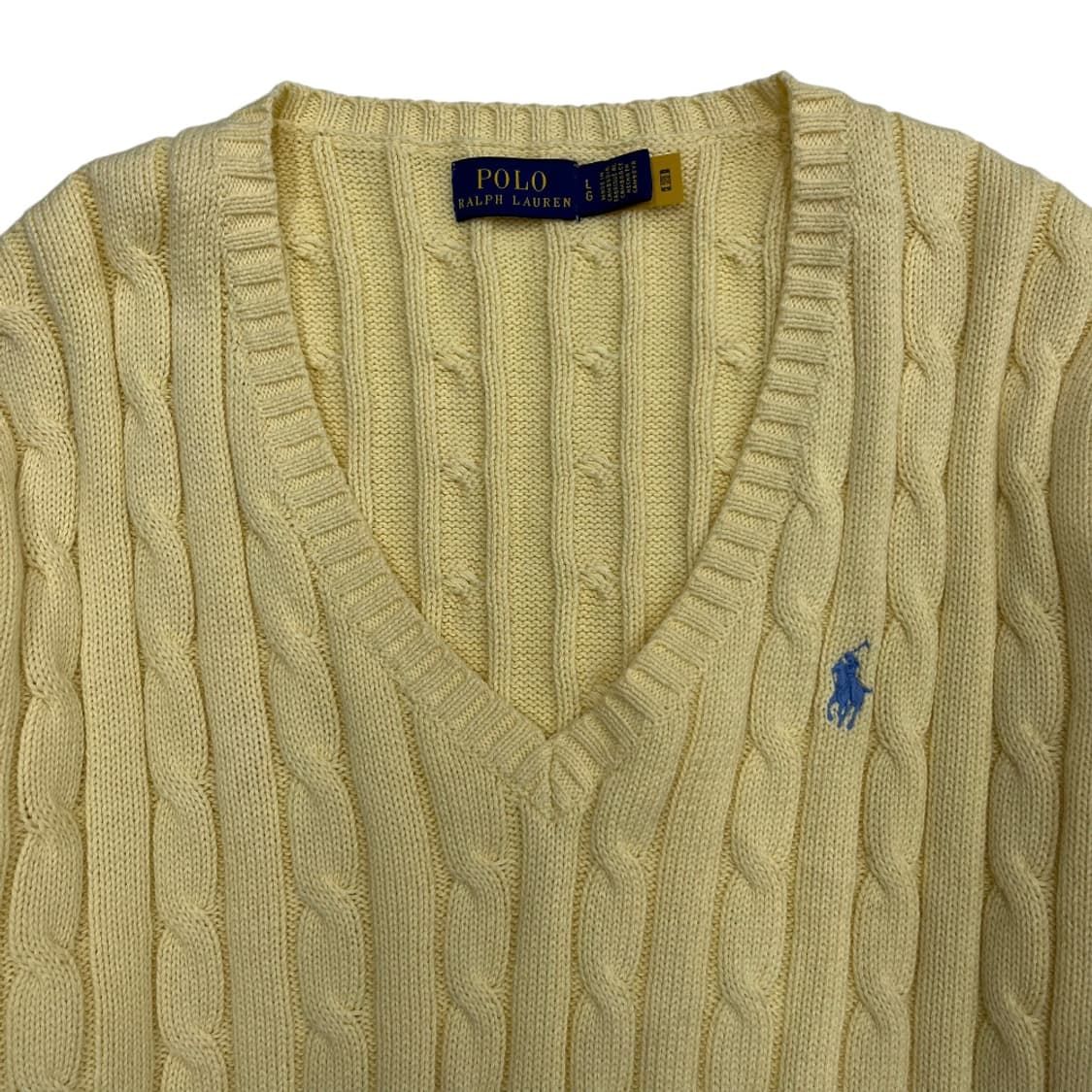 폴로 랄프로렌 베이비블루 포니 레몬 꽈배기 브이니트 L 상품이미지4