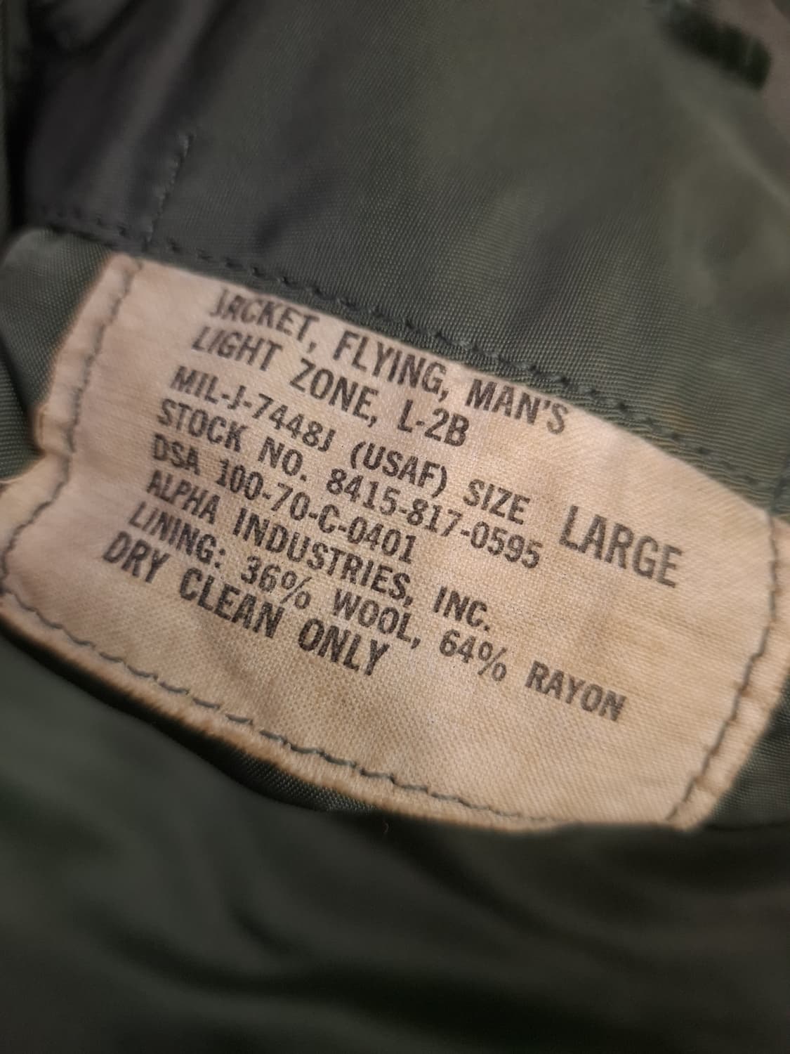 오리지날 미공군 지급용 70's 알파사 L-2B 항공자켓 상품이미지2