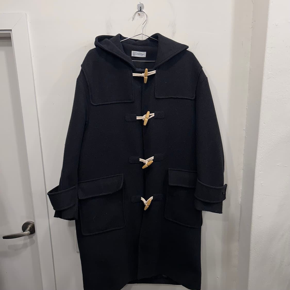 파르티멘토 숄더패치 울 후드 더플 롱코트 상품이미지2
