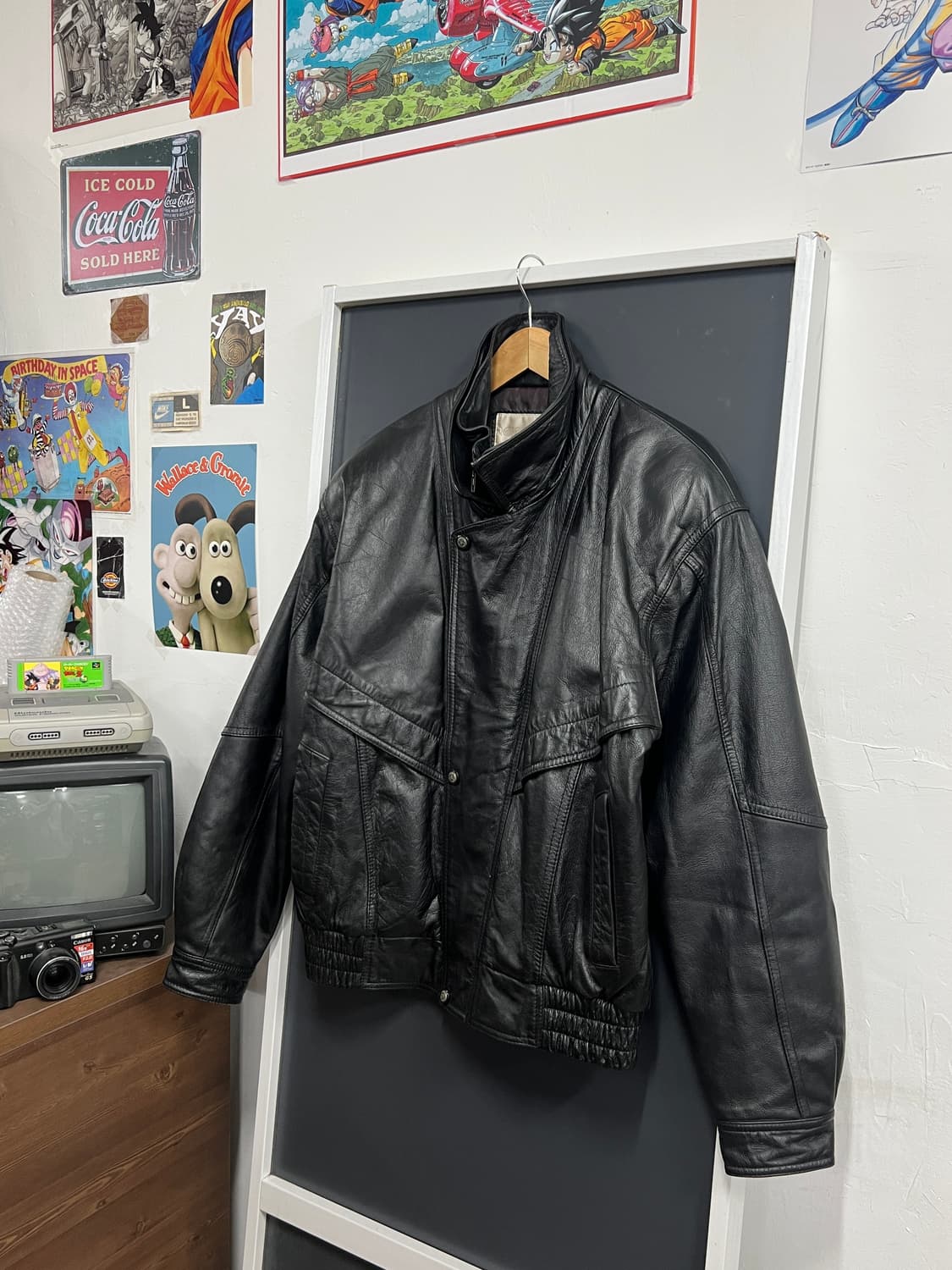 90s Vintage 빈티지 하이넥 봄버 소가죽 자켓 상품이미지1