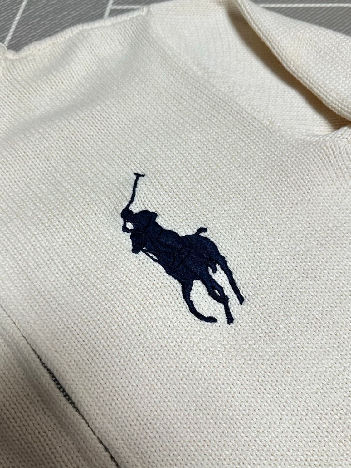 폴로 빅포니 니트집업 아이보리 상품이미지3