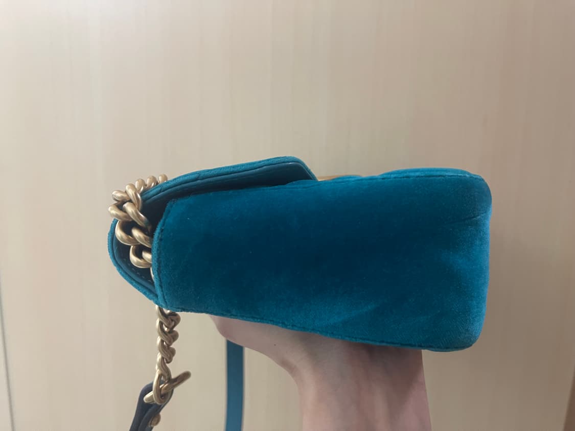 구찌 마몽 마몬트 벨벳 미니백 터키옥색 상품이미지5