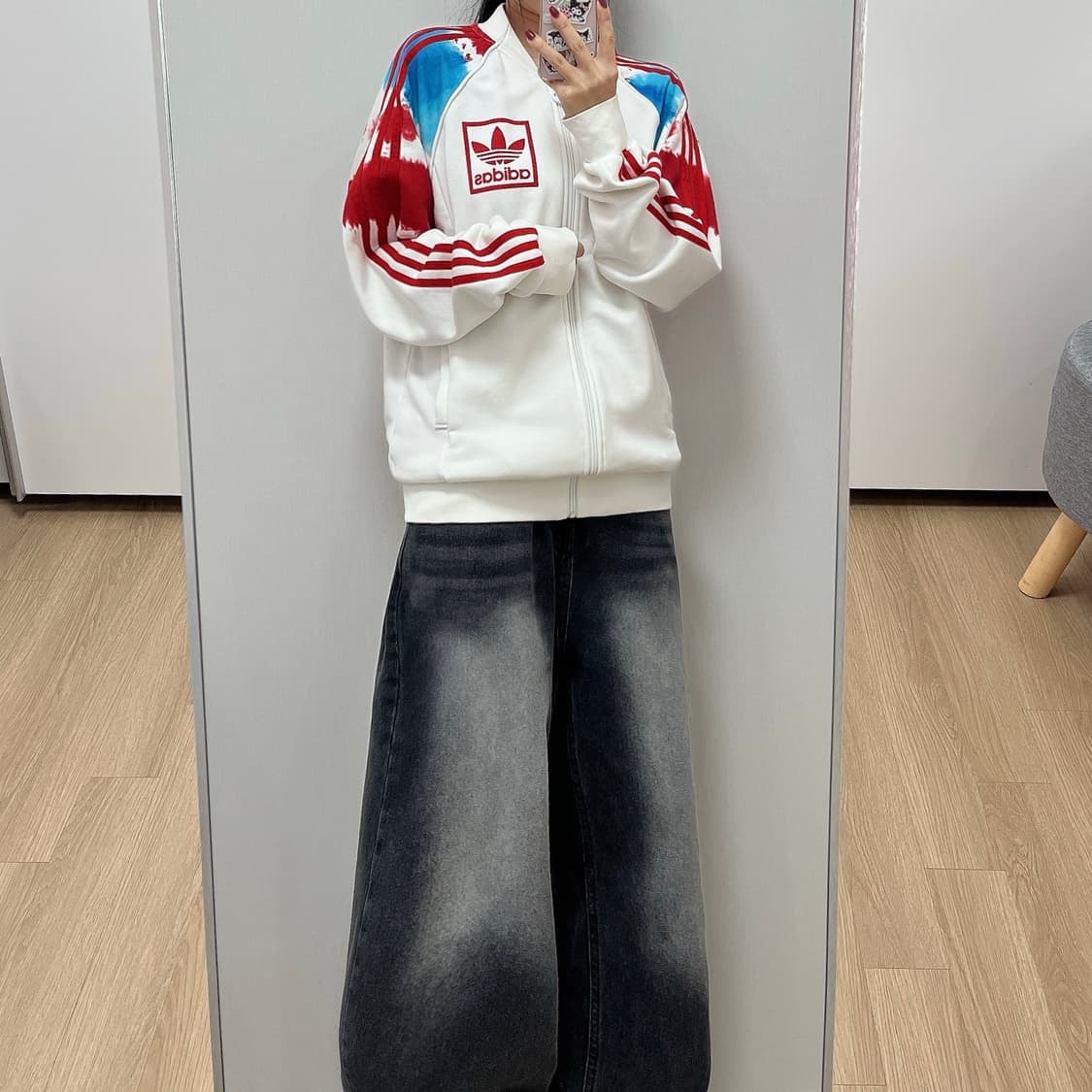 아디다스 화이트 타이다이 흰빨 트랙탑 져지 상품이미지1