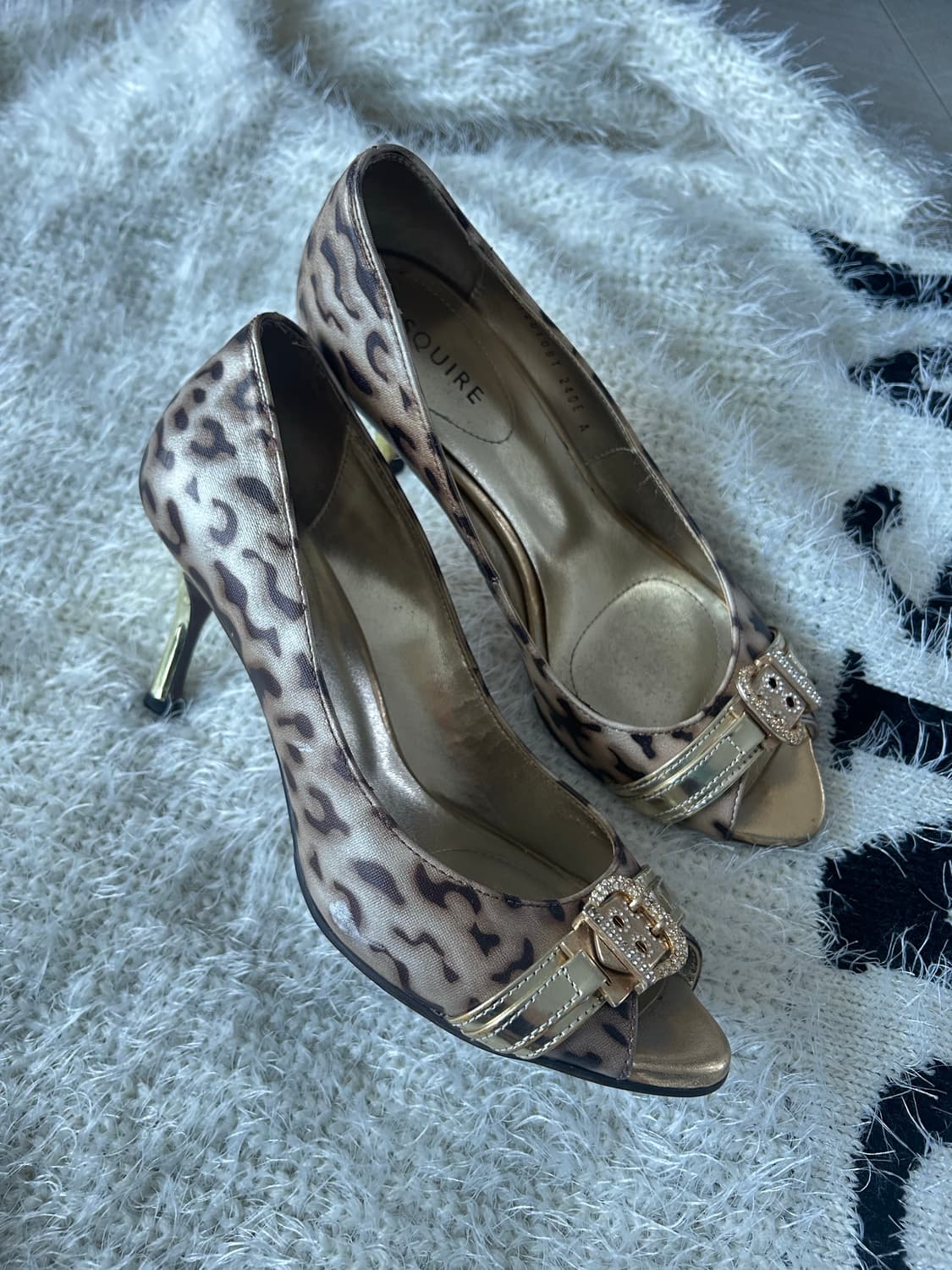 Y2k 갸루 큐빅 호피 힐 상품이미지1