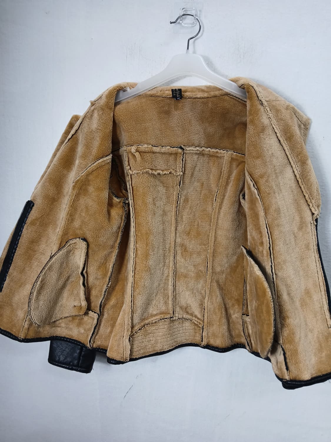 블랙 에코가죽 무스탕 자켓 55 S 새제품 상품이미지6