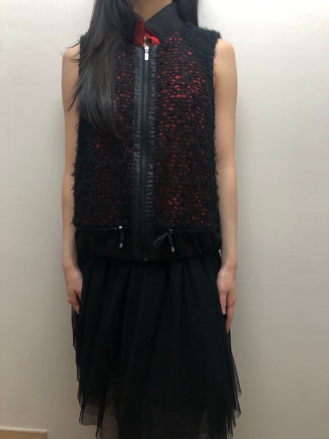 빈티지 펑크 블랙 레드 베스트 상품이미지1