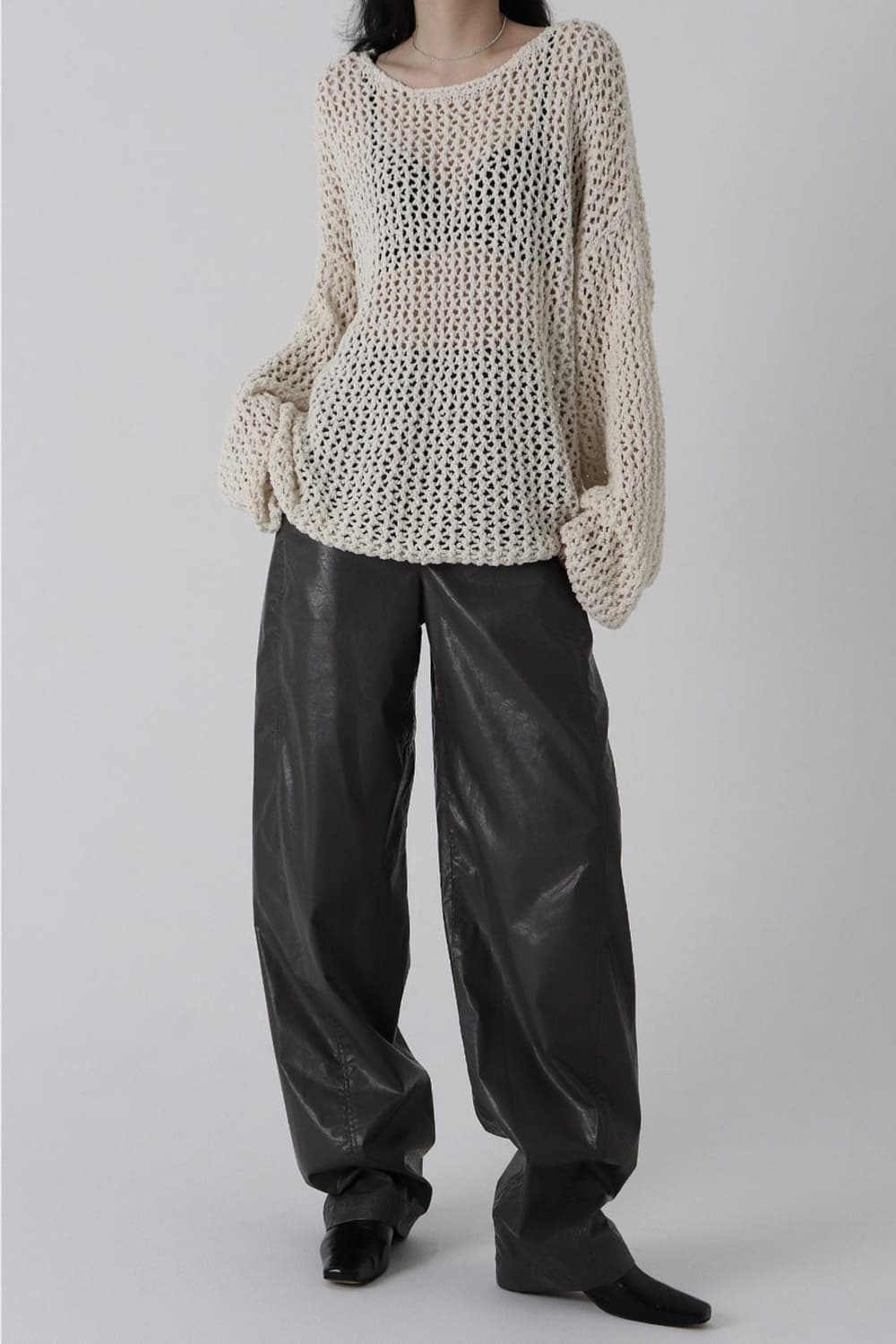 트리밍버드 펀칭 니트 아이보리 상품이미지10