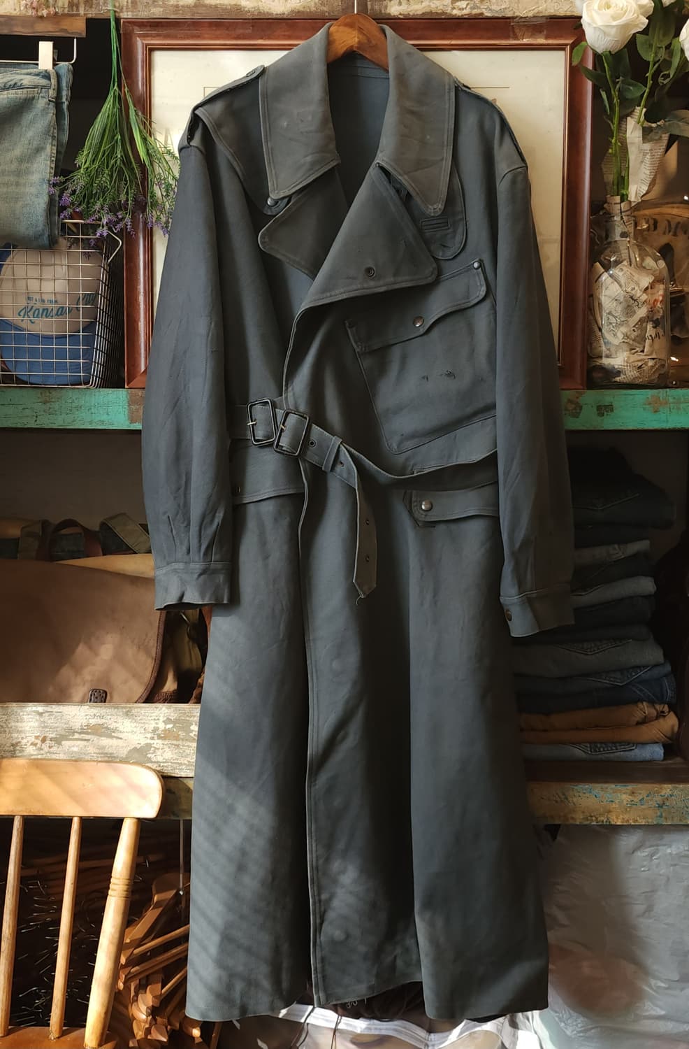 1940s 영국군 오리지널 디스패치 모터사이클 코트 그레이 컬러 상품이미지1