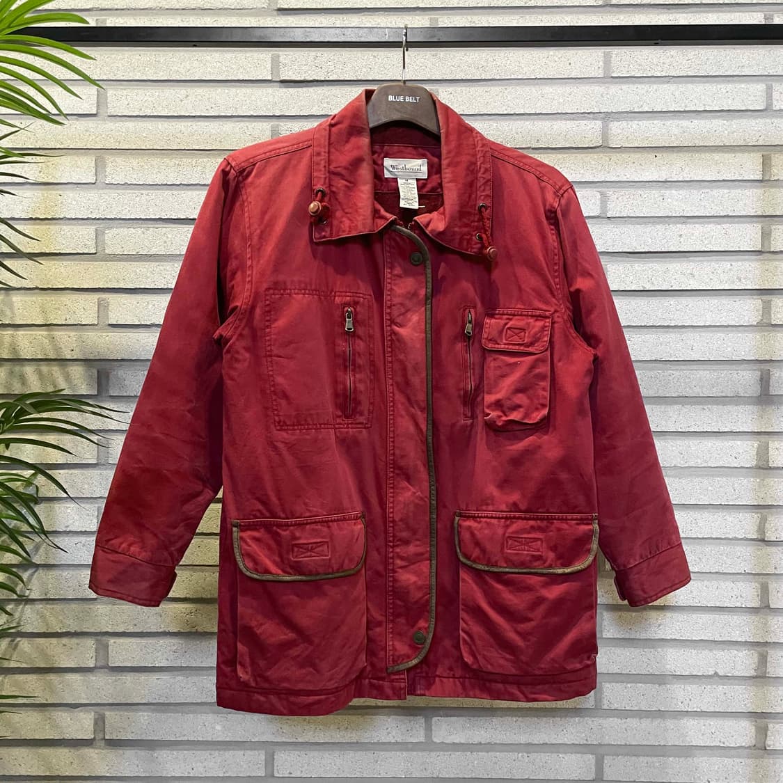 USA VINTAGE 워크 자켓 패디드 멀티 포켓 스트링 디테일 레드 상품이미지2