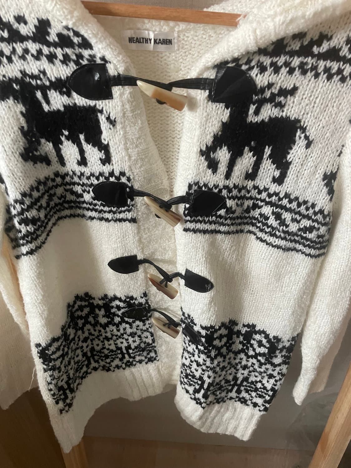 모리걸 빈티지 노르딕 떡볶이 후드 가디건🤍🦌 상품이미지3