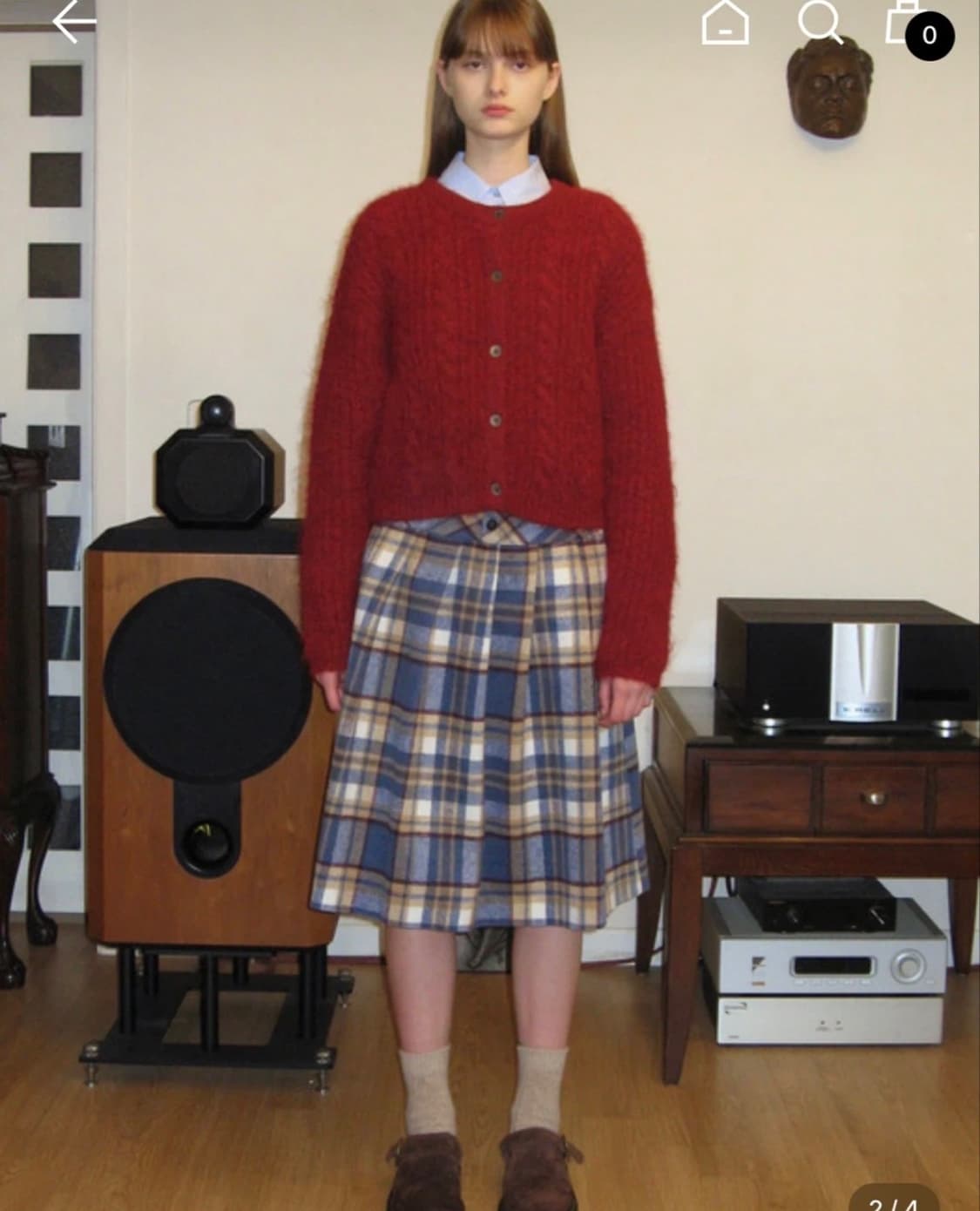 시눈 FISHER CROP HAIRY 가디건 레드 상품이미지2