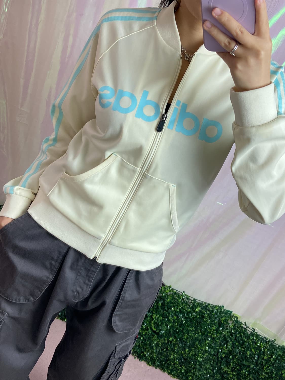 Adidas 아디다스 아이보리 하늘배색 져지 집업 상품이미지3