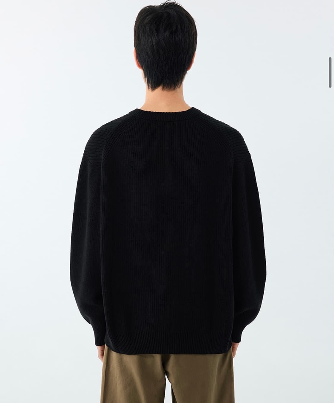 무신사 스탠다드 코튼 리브드 크루넥 니트 (블랙, L) 상품이미지4