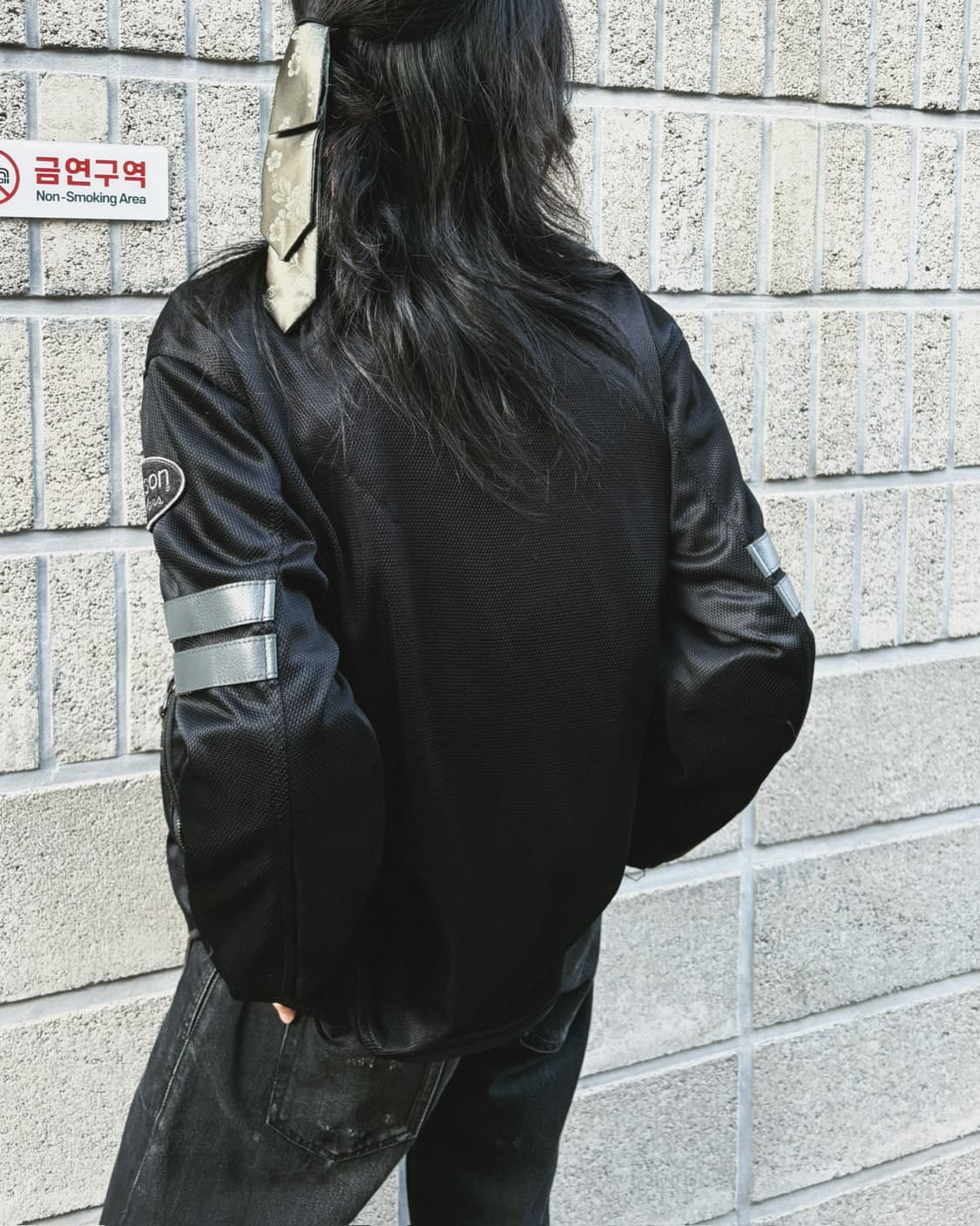 밴슨 로고 디자인 매쉬 바이커자켓 상품이미지3