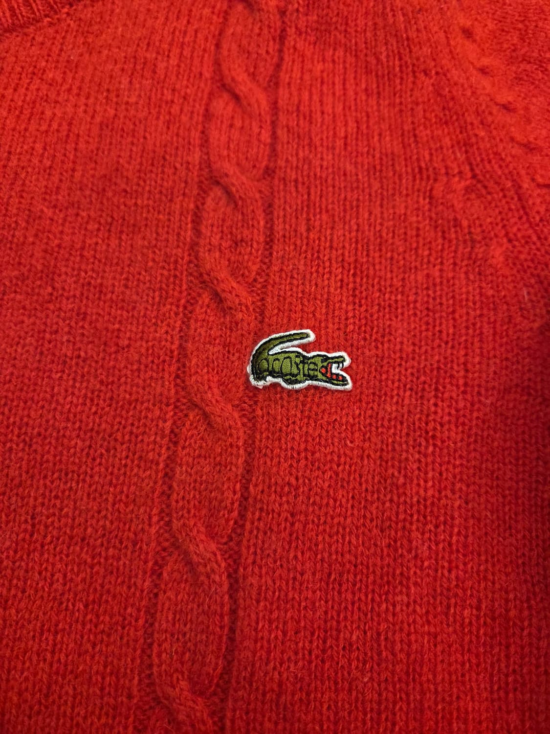 CHEMISE LACOSTE  라코스테 케이블 울 니트 풀오버 레드 상품이미지5