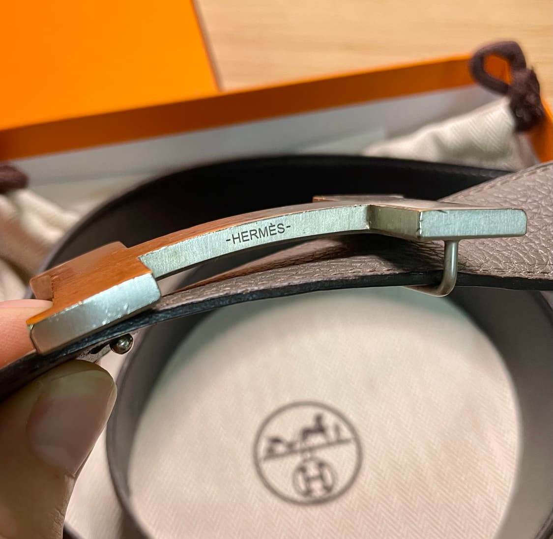 에르메스 H 남성용 가죽벨트 90 중고품 양면가능 상품이미지3