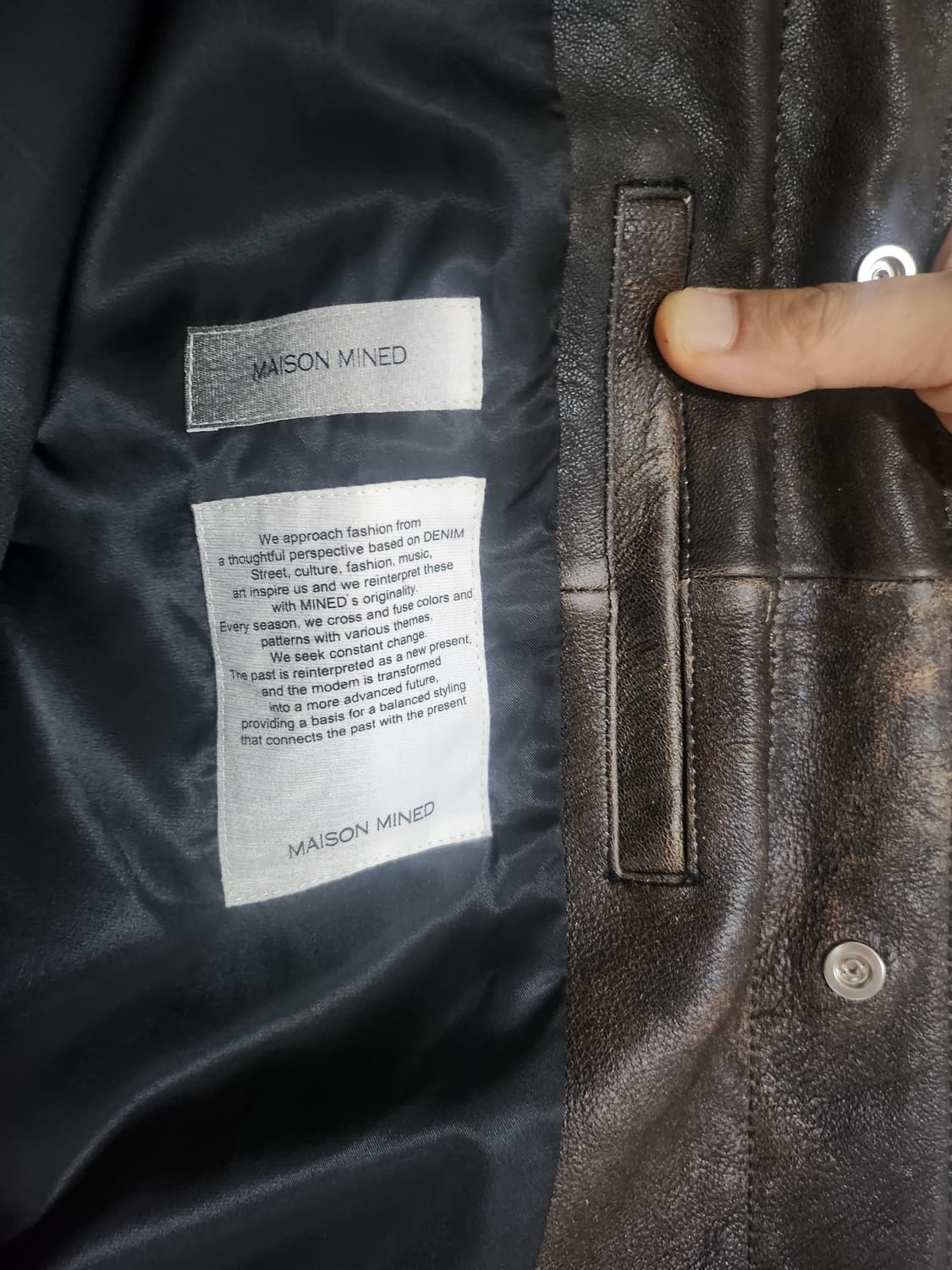 메종미네드 크리즈 램 레더 트러커 자켓 M사이즈 상품이미지3