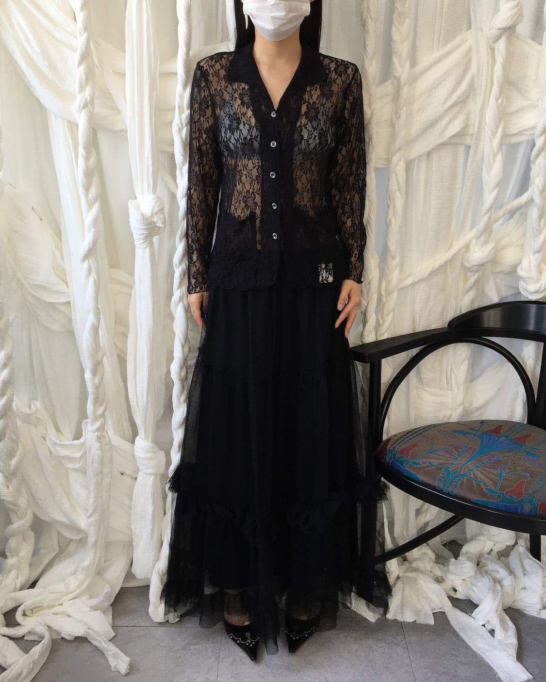 Flower pattern lace shirt 상품이미지7