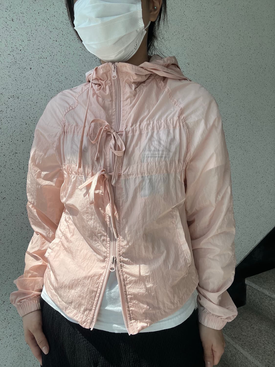 파르티멘토 우먼 시어 리본 셔링 후디 자켓 상품이미지1