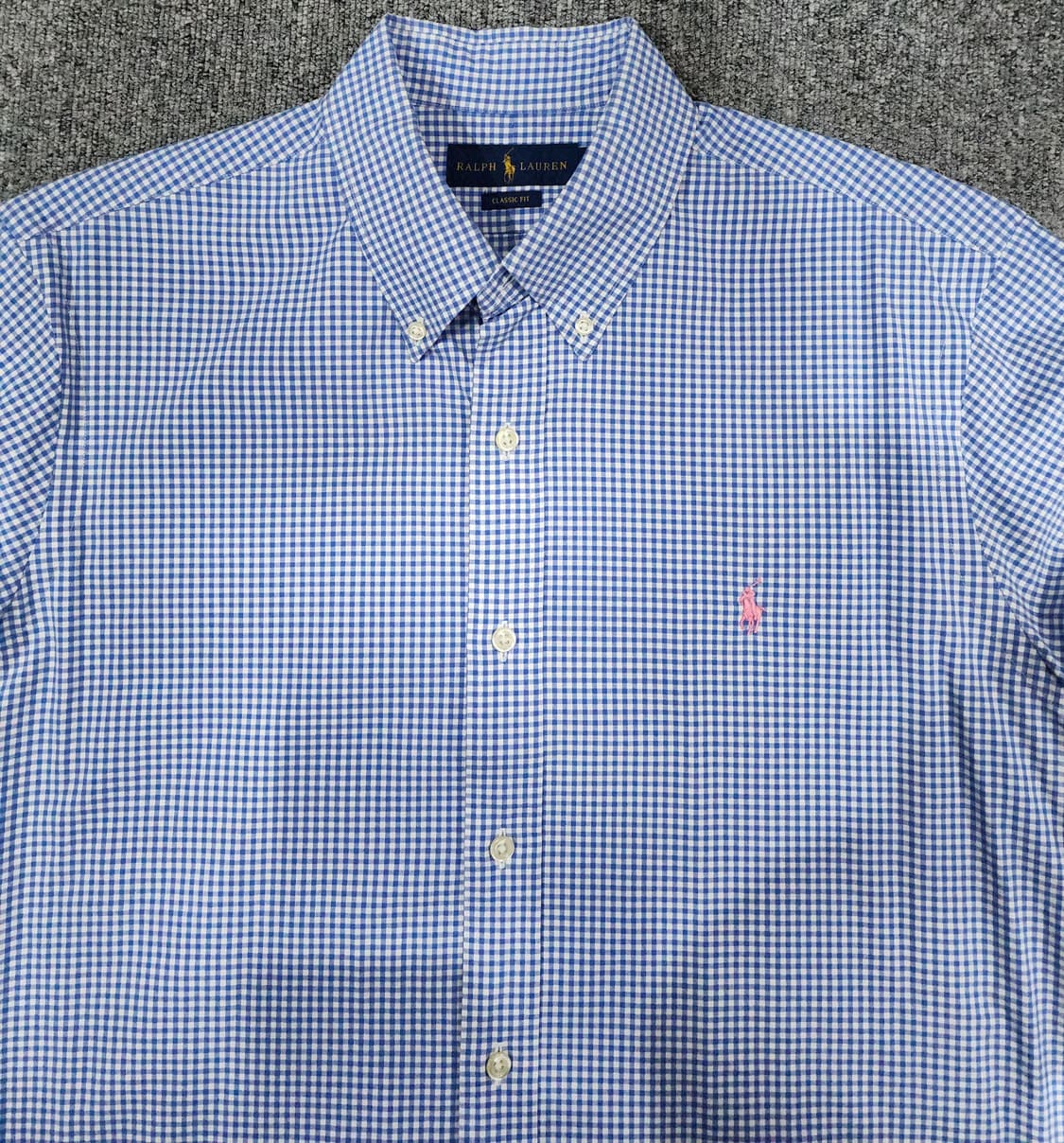 폴로 랄프로렌 클래식핏 핑크포니 깅엄체크 셔츠 L 상품이미지3