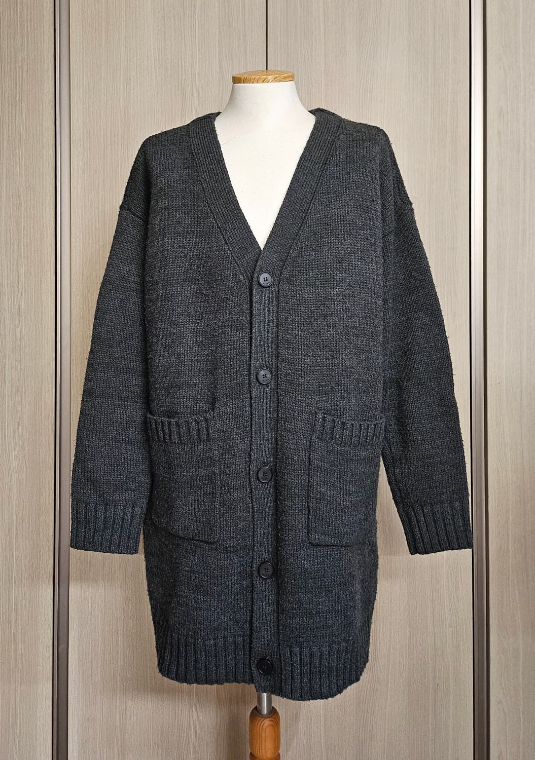 (드라이클리닝)앤듀 롱니트 가디건 free 루즈핏 차콜그레이 가디건 상품이미지2