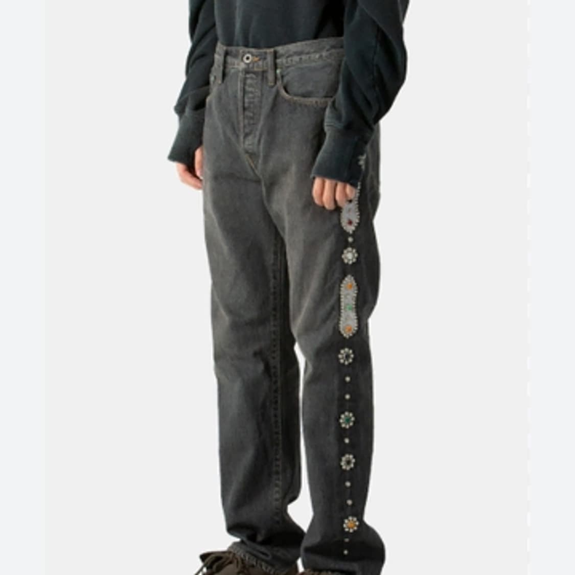 캐피탈 25fw  잼스톤 팬츠 흑청 38 사이즈 판매 합니다. 상품이미지1