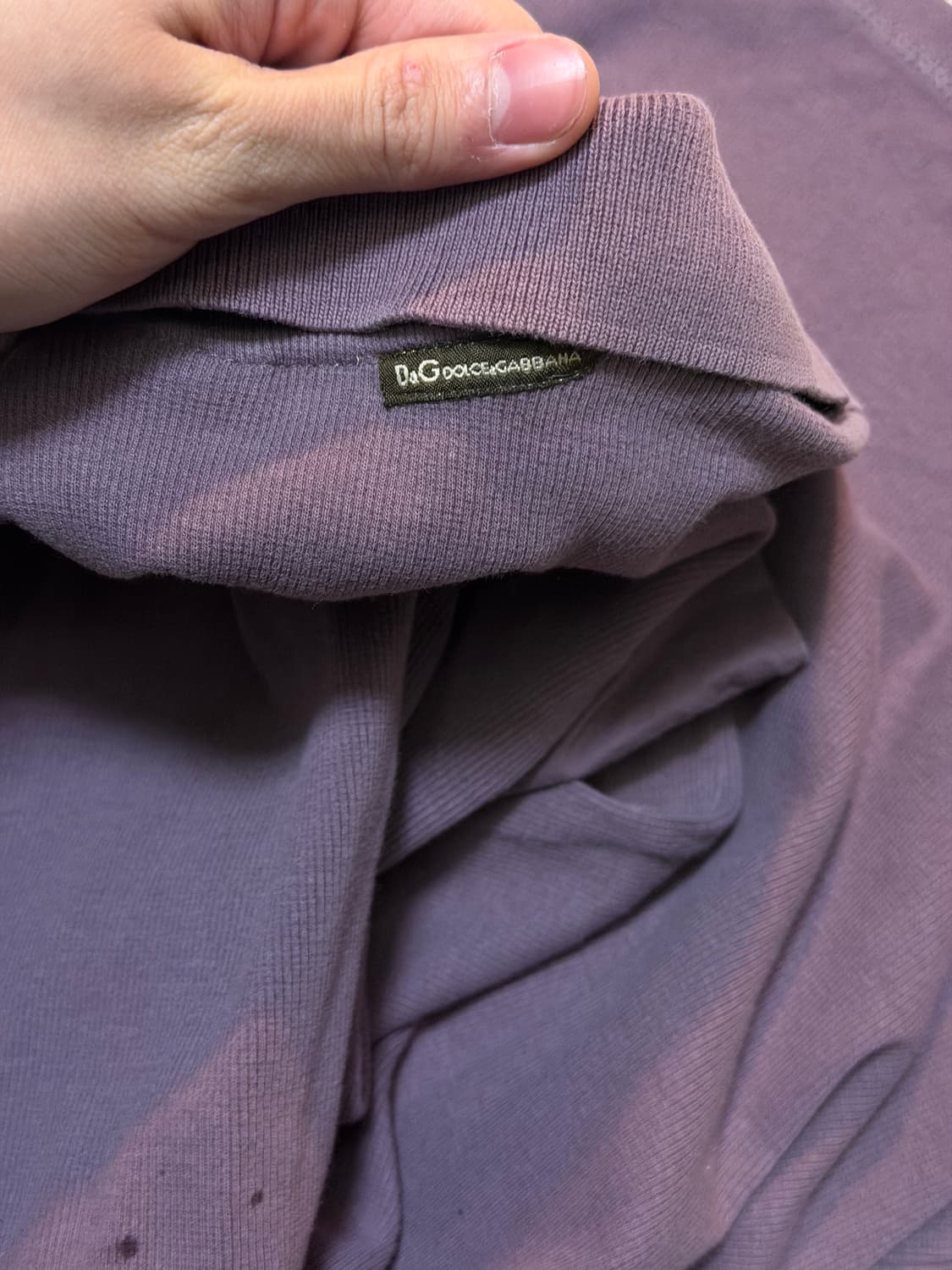 00s 돌체앤가바나 아카이브 D&G 로고 와플 반팔 카라티 워시드 퍼플 상품이미지3