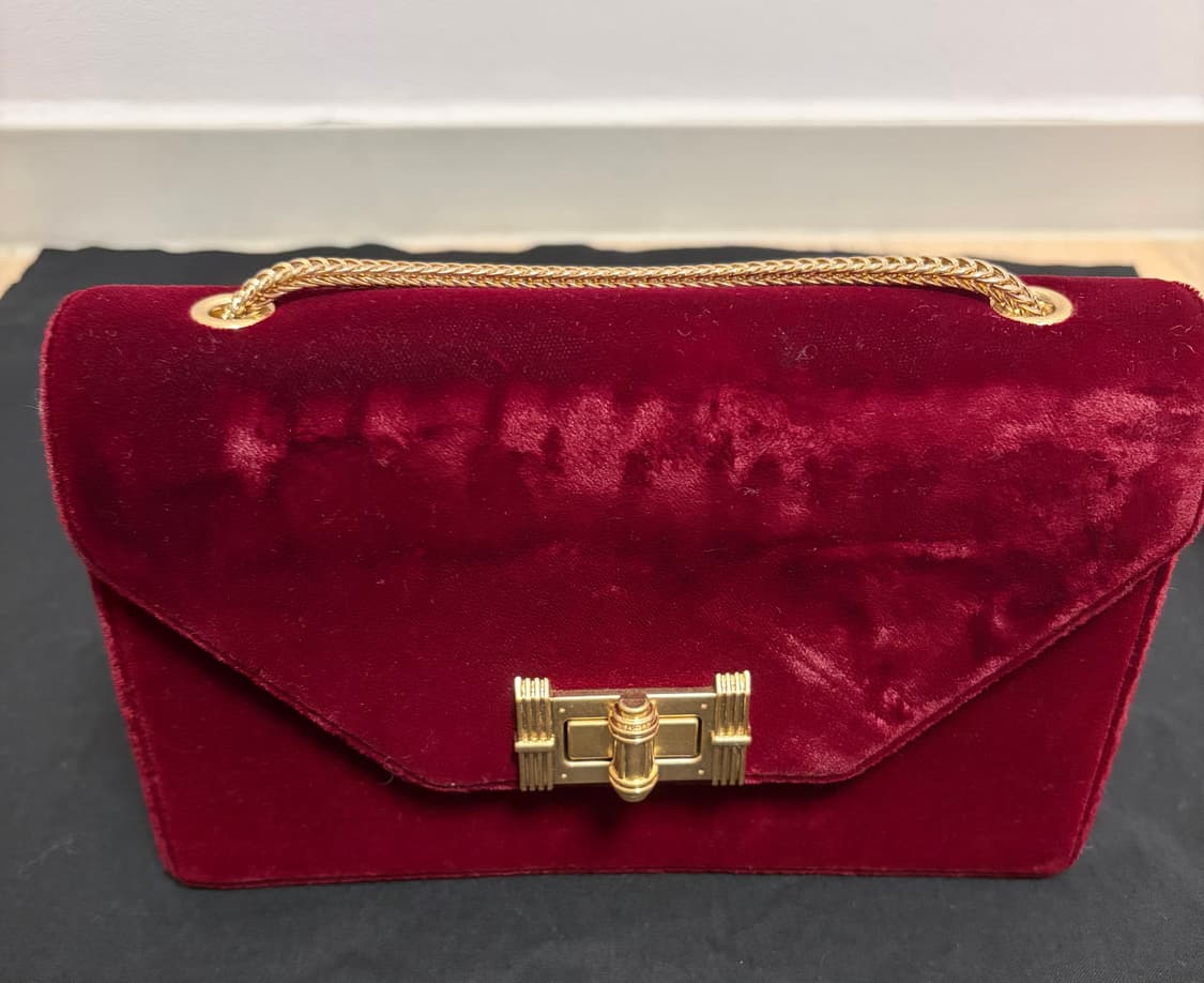 TIME 벨벳 체인 크로스백 버건디 상품이미지1