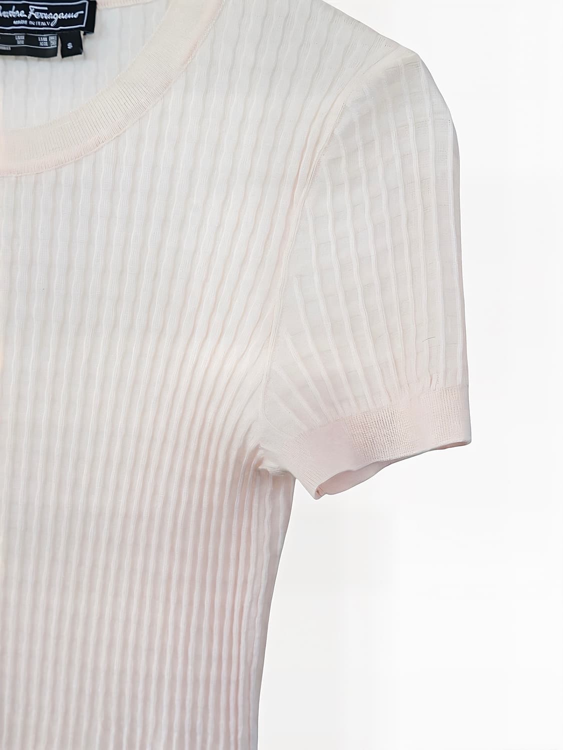 Ferragamo Silk-Wool Ribbed Kninit Top 상품이미지3