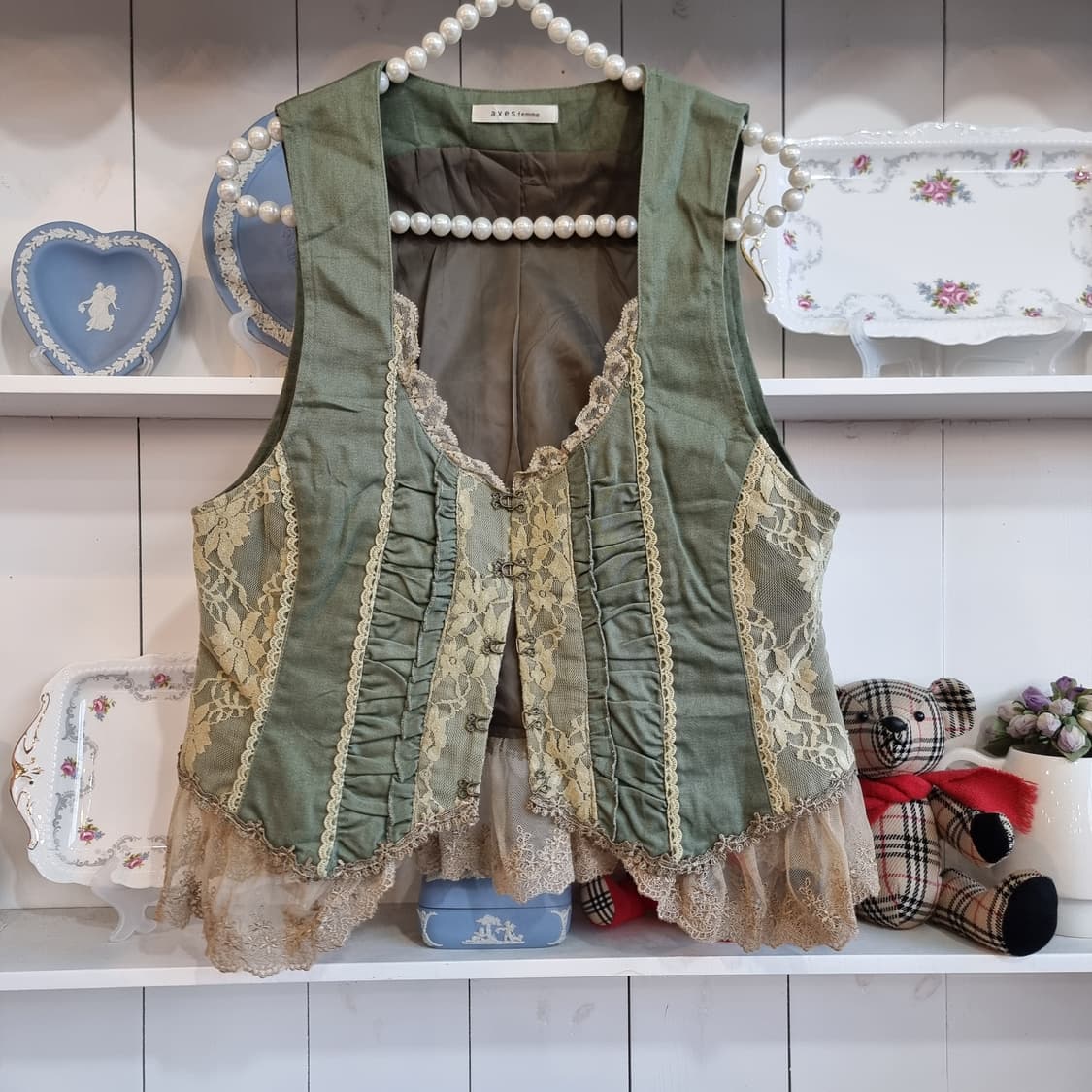 axes femme 레이스 베스트 빈티지 스타일 상품이미지2