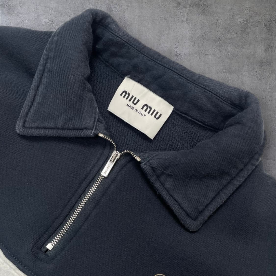 미우미우 Miu miu 네이비 스트라이프 하프집업 스웨트 셔츠 36 상품이미지2