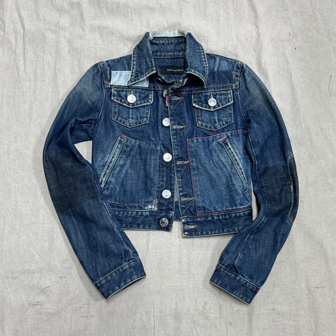 디스퀘어드2 우먼 패치워크 자수 크롭 데님자켓 40 상품이미지1