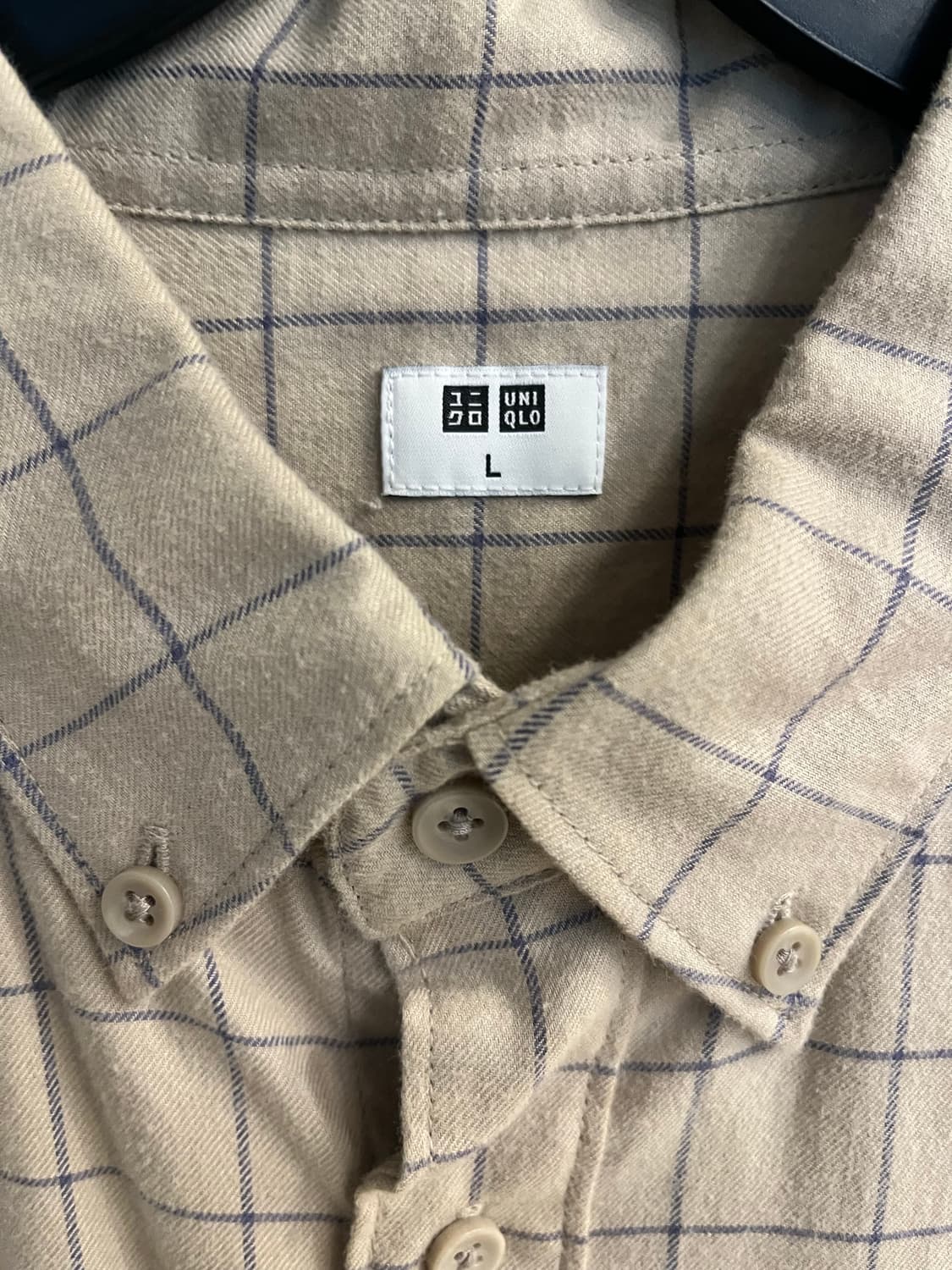 유니클로 베이지 체크 셔츠 상품이미지3