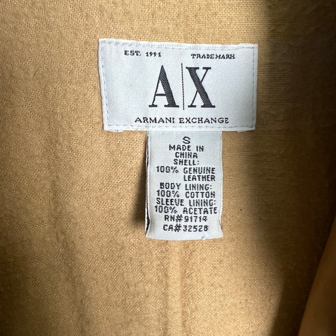 90's 아르마니 익스체인지 베이지 가죽 자켓 S 상품이미지3
