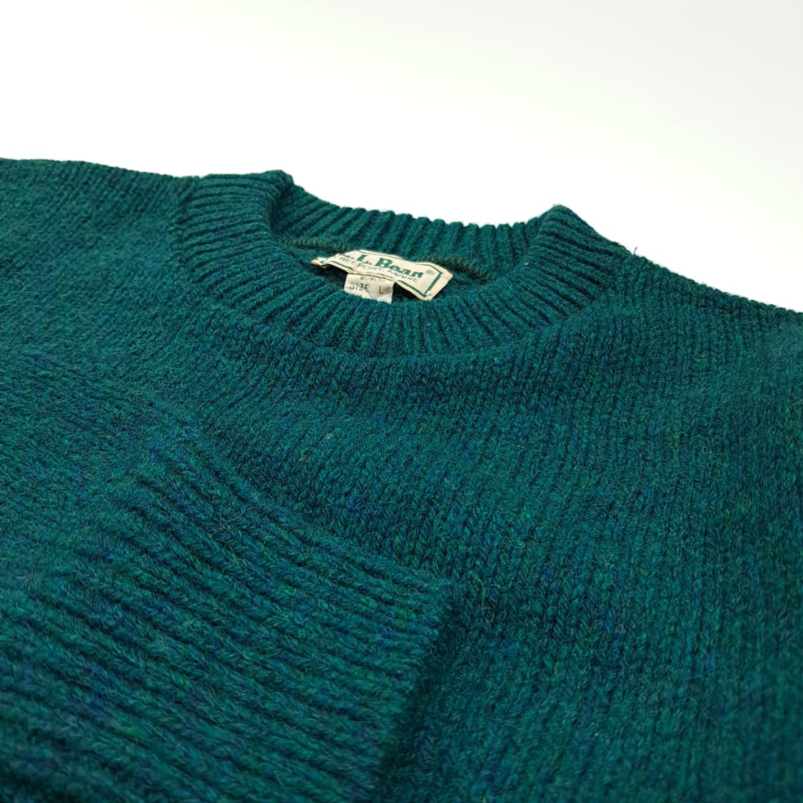 CL358 L 엘엘빈 80s 미국판 멜란지 틸그린 니트 스웨터 상품이미지3