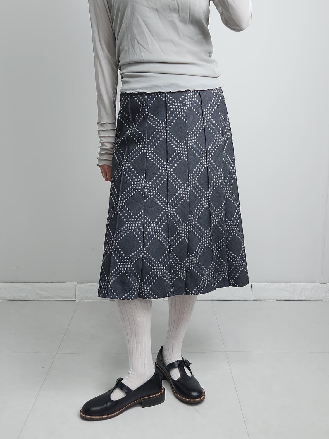 도트 플리츠 스커트 상품이미지2