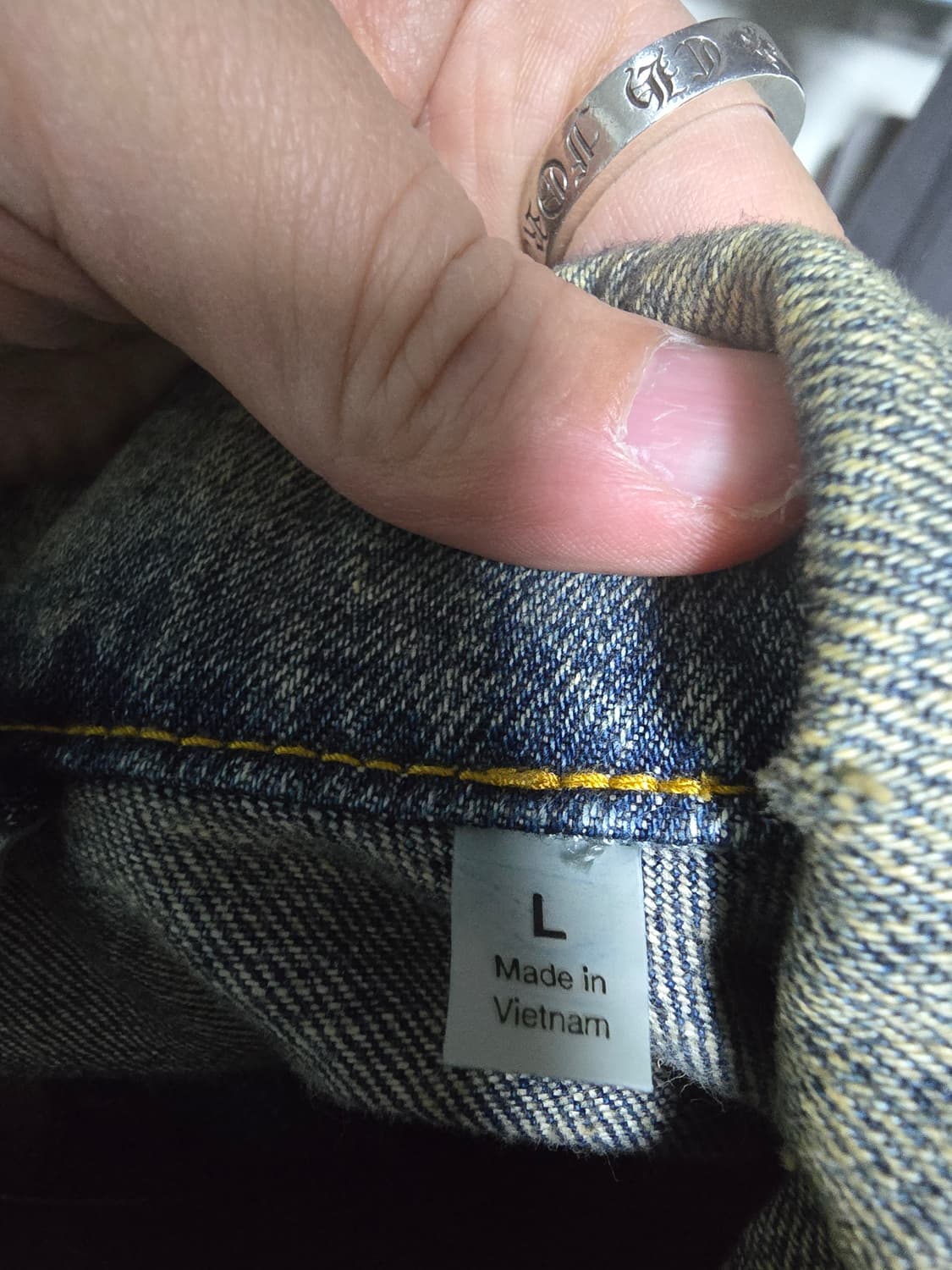 에센셜 데님 트리커 자켓 디스트레스드 인디고 L 상품이미지7