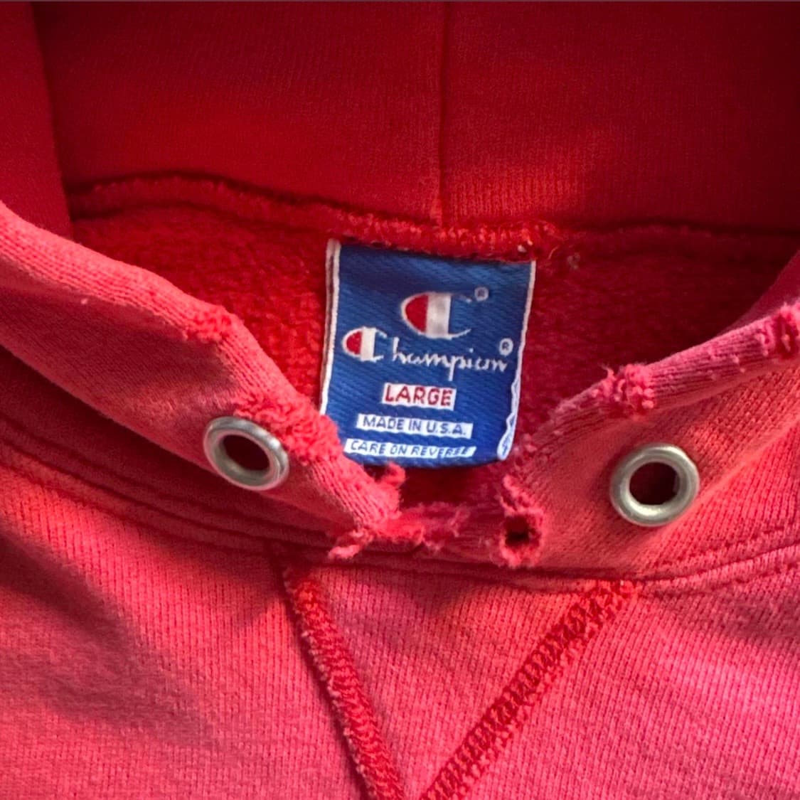 [L] 80s USA 챔피온 리버스위브 후드 썬페이드 레드 상품이미지2